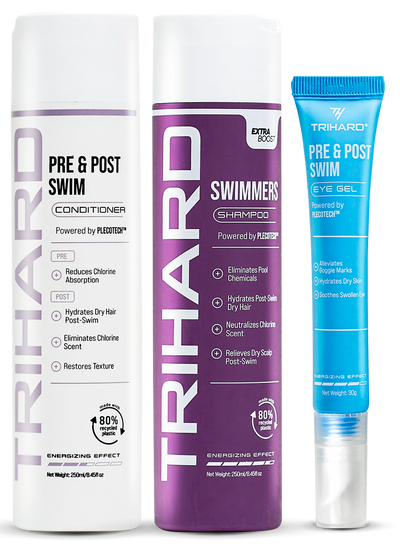 Pre & Post Swim Conditioner + Swimmers Shampoo Extra Boost + Pre & Post Swim Eye Gel